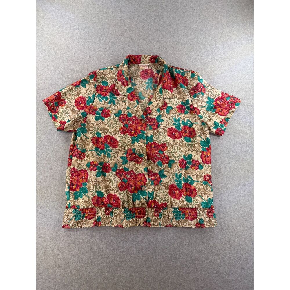 Vintage Lauren Lee Floral Button Front Blouse Women's Size 14